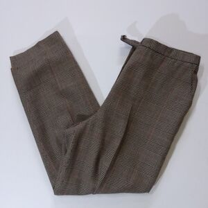 Jones New York Wool Dress Pants Womens 14P Tan‎ Black Check Academia Made In USA